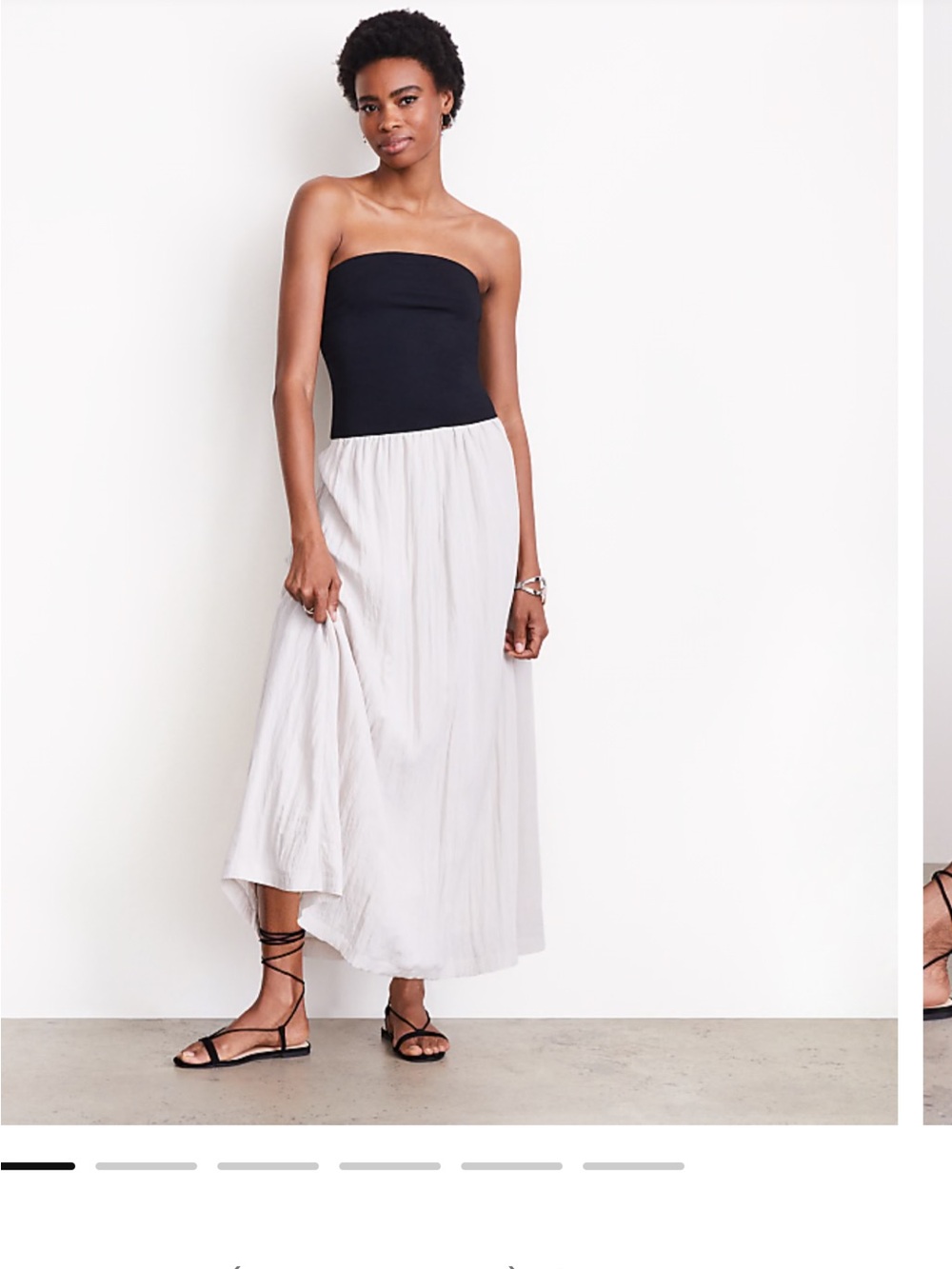 LOFT Two-Tone Midi dress — Black top with Light Cream Skirt